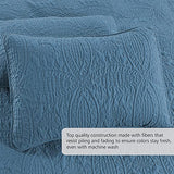 Pure Bedding Quilt Set Full/Queen Size Ash Blue - Oversized Bedspread - Soft Microfiber Lightweight Coverlet for All Season - 3 Piece Includes 1 Quilt and 2 Shams, Geometric Pattern Pure Bedding