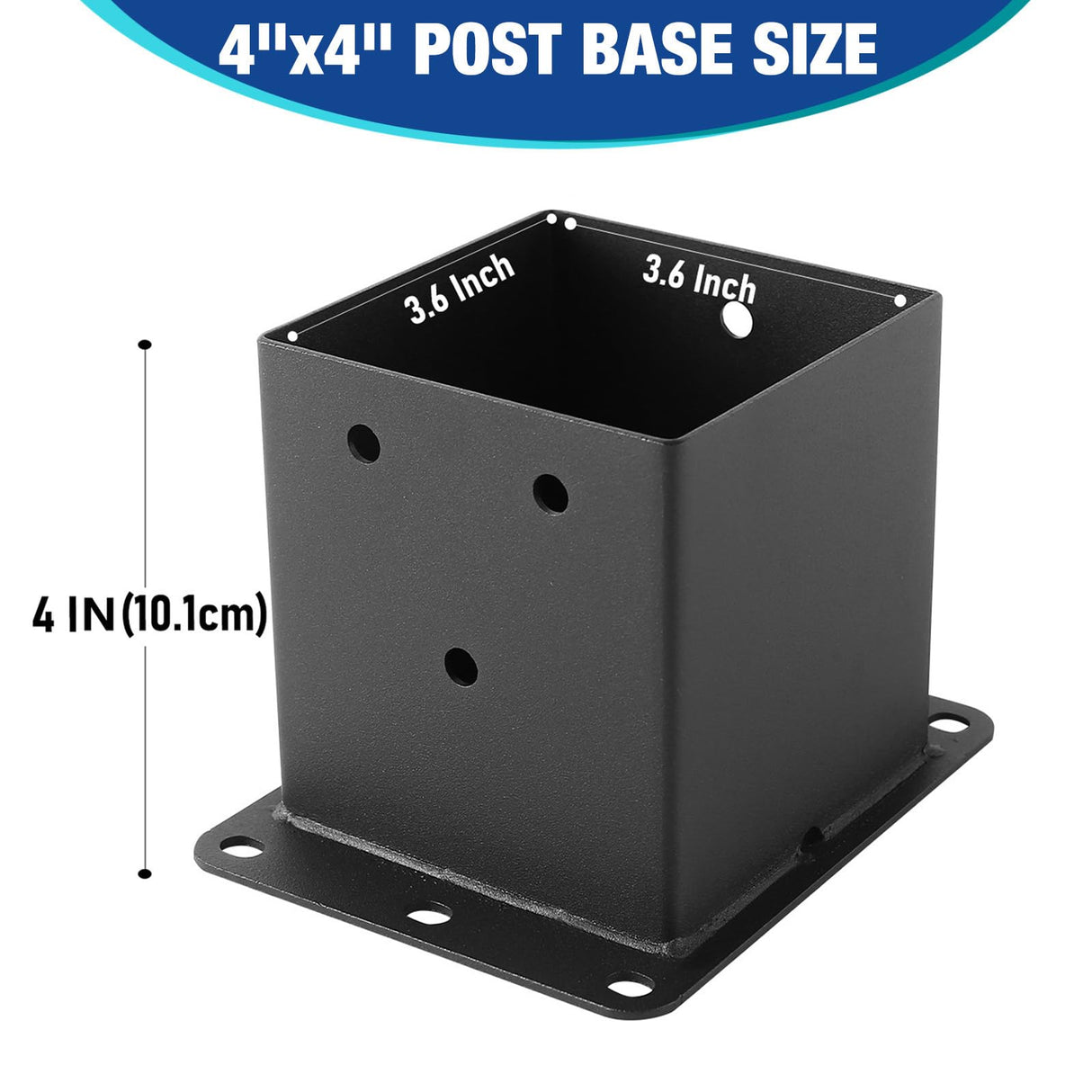 4x4 Post Base, 8 Pcs Post Brackets (Inner Size 3.6"x3.6") Black Powder-Coated Heavy Duty 4x4 Post Bracket for Deck Railing Kits ,Patio Post Anchor Porch, Handrail, Pergola and Mailboxes XIHUWZ