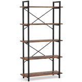 Tribesigns Industrial Rustic 5-Tier Bookshelf with Metal Frame for Living Room and Home Office Tribesigns