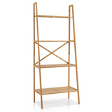 Giantex 4-Tier Bamboo Bookshelf, Multifunctional Storage Display Rack Shelves with Anti-Tipping Device, Natural Bamboo Ladder Shelf for Home Office Kitchen Bathroom Giantex
