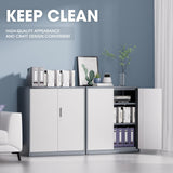 DNA MOTORING Metal Storage Cabinet, 36'' Locking Cabinet with 2 Doors and 2 Adjustable Shelves, Metal Cabinet Heavy Duty Utility Cabinet for Garage,Office,Home,Gym, Gray White, TOOLS-00631-GY-WH DNA MOTORING