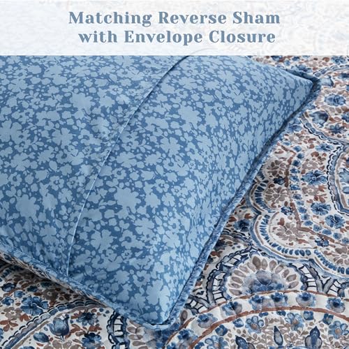 Comfort Spaces Valerie Boho Quilt Set Twin/Twin XL Blue - Soft Reversible Watercolor Medallion Bedding, Lightweight All Season Bedspread for Kids Teens Dorm Guest Room Comfort Spaces