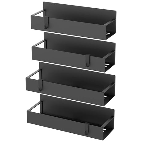 HuggieGems 4 Pack Magnetic Spice Storage Rack Organizer for Refrigerator and Oven, Black Fridge Organizers and Storage HuggieGems