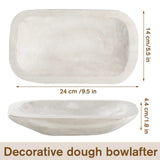 Xaatren Large Wooden Dough Bowl Decorative Wooden Bowl Rustic Wooden Long Dough Bowls Decor for Farmhouse Home Dining Table Centerpiece Living Room Kitchen Decorations (White,10 x 6 Inch) Xaatren
