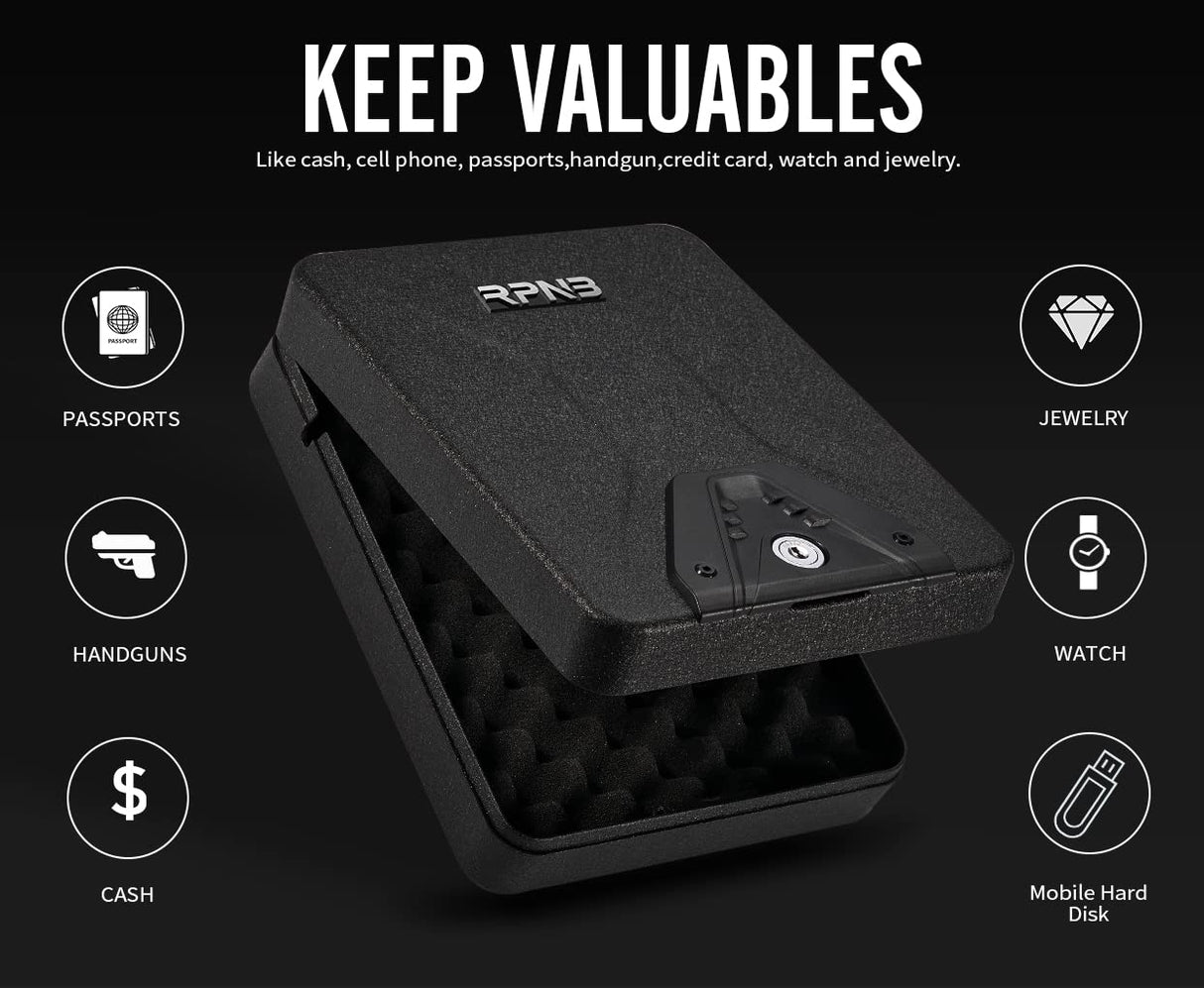 RPNB Gun Safe, Security Safe Lock Box, Portable Safe, Handgun Safe, Key Lock Box RPNB