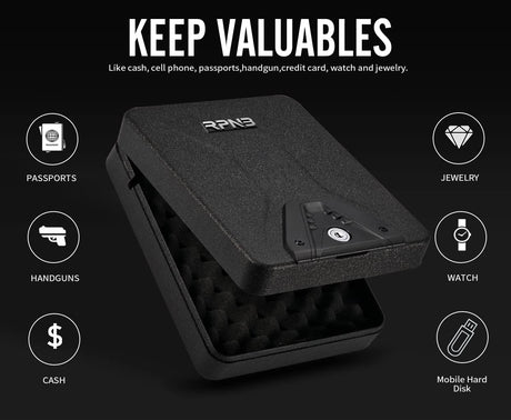 RPNB Gun Safe, Security Safe Lock Box, Portable Safe, Handgun Safe, Key Lock Box RPNB