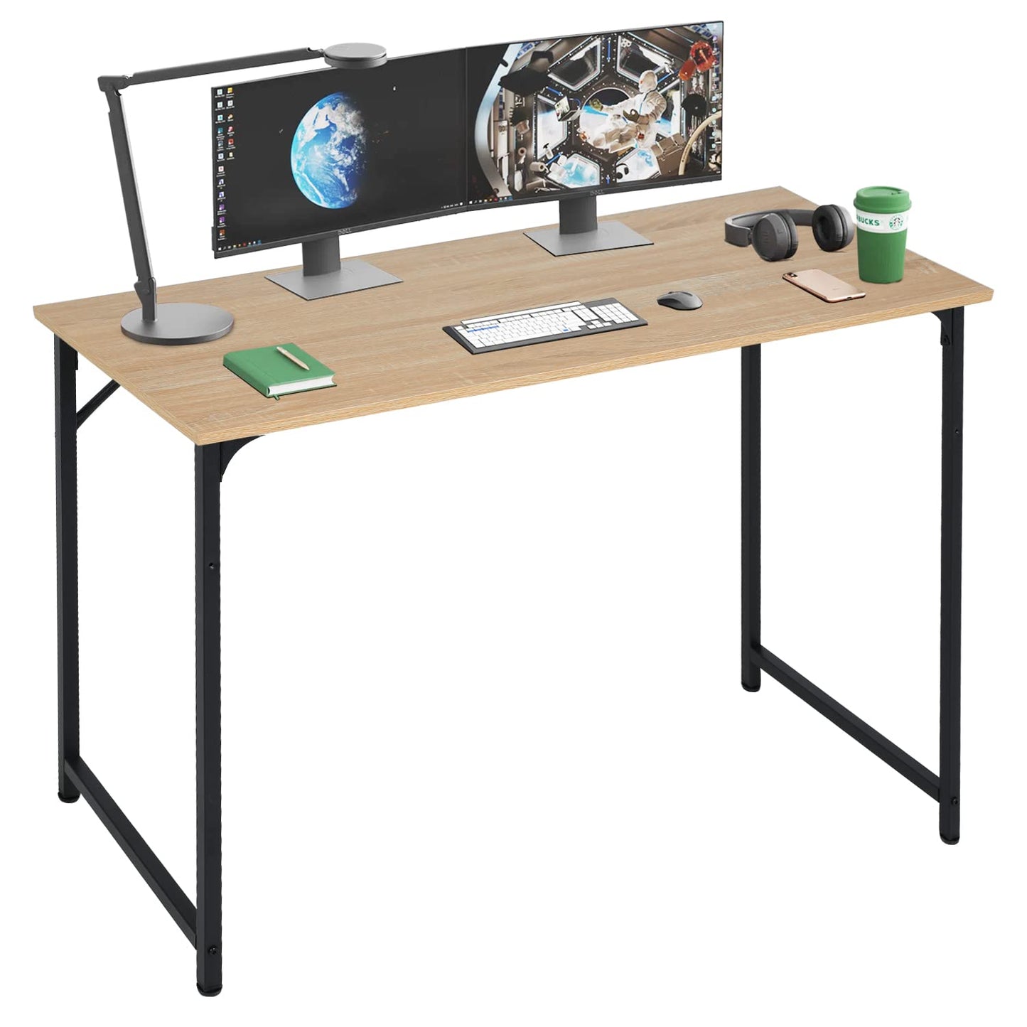 39 inch Computer Desk Home Office Desk Writing Study Table Modern Simple Style PC Desk with Metal Frame Gaming Desk Workstation for Small Space，Nature