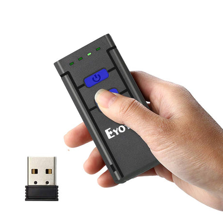 Eyoyo Mini 1D Wireless Barcode Scanner Bluetooth,3-in-1 Bluetooth&2.4G Wireless&Wired Connection, Portable Inventory Bar Code Reader Compatible with iPhone, Android, Windows, Mac Tablets or Computers Eyoyo