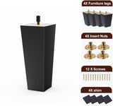 SHANJUE Black Sofa Legs-Furniture Legs 6 inch,Square Couch Legs Pack of 4- Wood Furniture feet,Sofa Replacement Parts,Wooden Chair Legs,for Furniture or DIY Projects SHANJUE