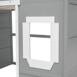 VilroCaz Stylish Gray and White Full Size Loft Bed with Safety Guardrail and Playhouse Design VilroCaz