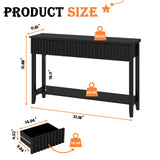 LAZZO Painted Wood Console Table Narrow Long Sofa Table Modern Behind Couch Table Fluted Entryway Table with 3 Drawers and Open Storage Shelf for Living Room, Foyer and Hallway Black (Black, 1 Tier) LAZZO
