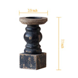 Wooden Black Candle Holder, Decorative Candle Holders for Table, Rustic Pillar Candle Holder, Table Centerpieces for Dining Room, Shabby Chic Candlestick, Home Decor (3.9" x 3.9" x 7.1") SOFE