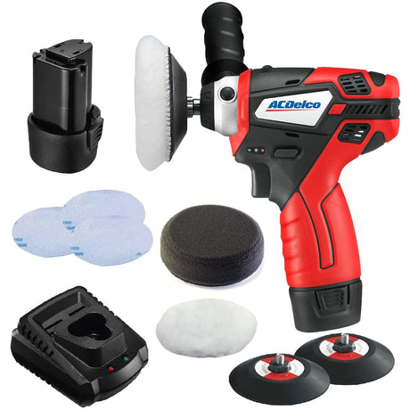 ACDelco G12 Series 12V Cordless 3" Mini Polisher Tool Set with 2 Li-ion Batteries, Charger, and Accessory Kit, ARS1212 ACDelco