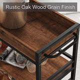 BON AUGURE Bar Cart for The Home, Rolling Home Bar Serving Cart on Wheels, 3 Tier Liquor Beverage Cart for Home Bar with Wine Rack and Glass Holder, Rustic Oak BON AUGURE