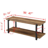 FOLUBAN Entryway Bench, Industrial Shoe Bench for Living Room, Rustic Indoor Shoe Storage Bench Seat, Easy Assembly, Oak 47 inch FOLUBAN