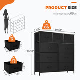 Sweetcrispy 9-Drawer Fabric Dresser Storage Tower with Wood Top and Steel Frame, Organizer Chest with Easy Pull Handles for Bedroom, Closet, Hallway,Classic Black Sweetcrispy