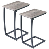 LAKEMID C Shaped End Table Set of 2, Side Table for Couch, Small Sofa Table with Metal Frame, Couch Table for Small Spaces, TV Tray Table for Living Room Bedroom (Grey) LAKEMID