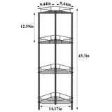 HuggieGems 4 Tier Floor Standing Corner Shower Caddy Organizer Shelf with Hooks, Bathroom Shelves Stand Rack, Black HuggieGems