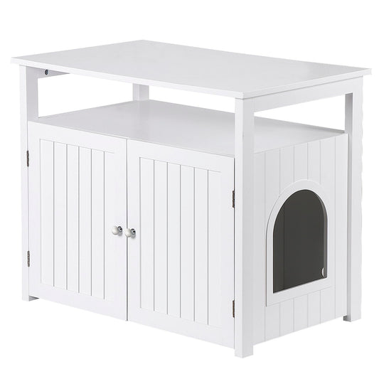 Cat Litter Box Enclosure with Storage Shelf Hidden Litter Box Furniture Indoor Cat Washroom Wooden Cat House Table Nightstand