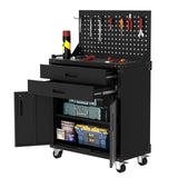 EcoSummer 35" Heavy-Duty Steel Rolling Tool Cabinet with 2 Deep Drawers & Locking Casters, Adjustable Shelves, Built-in Pegboard, Garage, Workshop, Warehouse Storage Organizer, Mobile Workbench EcoSummer