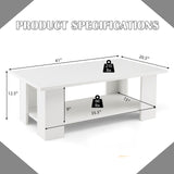 Giantex Rectangle Wood Center Table, 36" L 2-Tier Large Modern Tea Table w/Open Compartment, Easy Assembly, Accent Coffee Table for Living Room, Reception Room, White Giantex