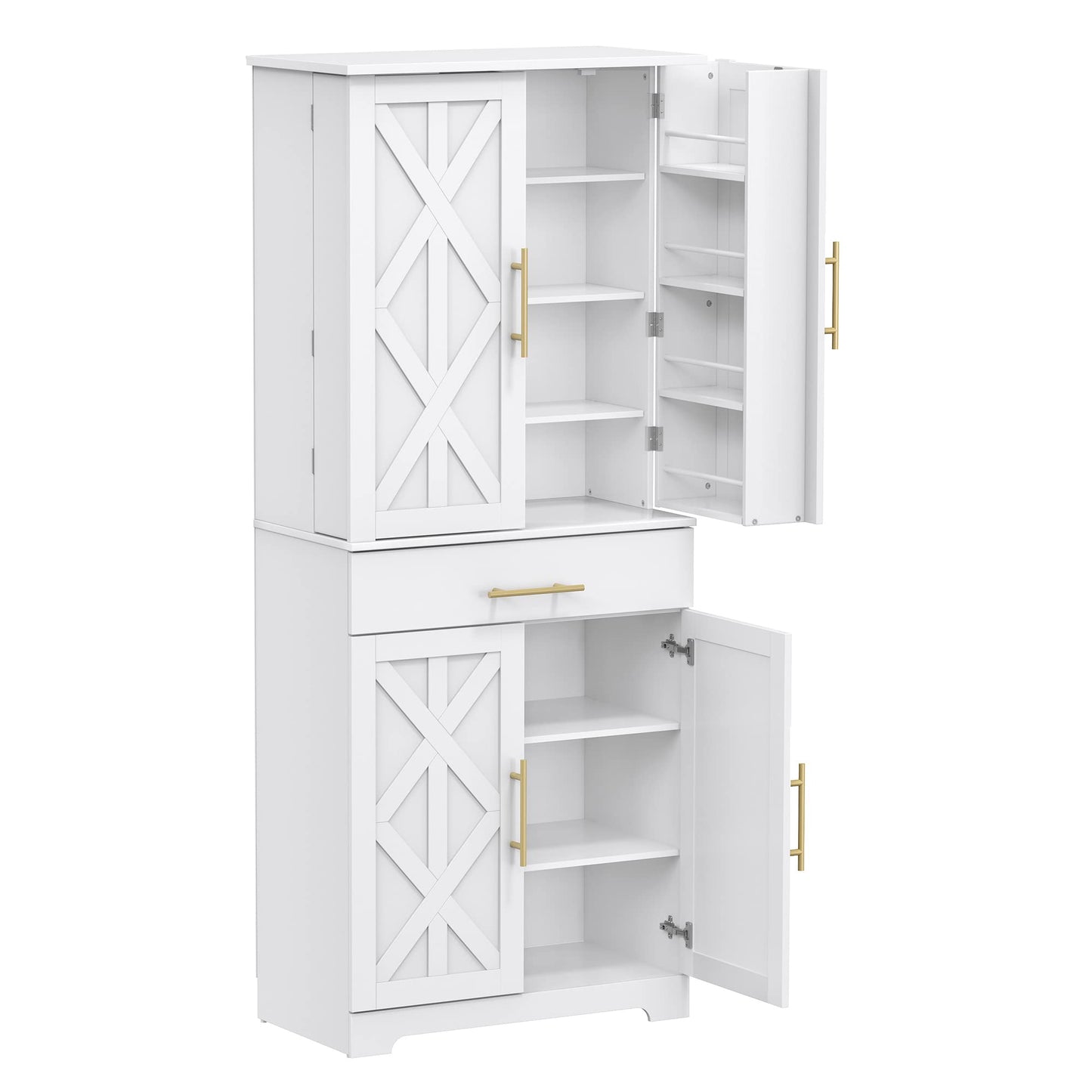 Hzuaneri Kitchen Pantry Cabinet, 72" Storage Cabinet with Doors and Adjustable Shelves, 1 Large Drawer, Freestanding Buffet Cupboards Sideboard for