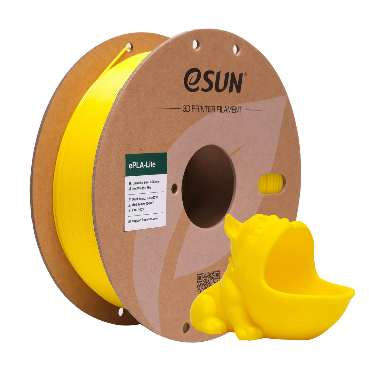 eSUN PLA Filament 1.75mm, High Toughness 3D Printer Filament Upgraded PLA Filament, Dimensional Accuracy +/- 0.03mm, 1KG Cardboard Spool (2.2 LBS) 3D Printing Filament for 3D Printers, Yellow eSUN