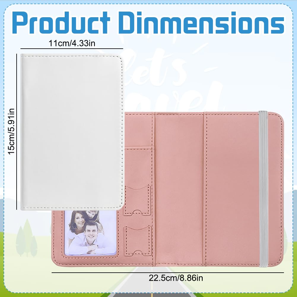 ZUYYON 3 Pcs Sublimation Passport Holder Cover Blanks PU Leather Heat Transfer DIY Travel Passport Holder Wallet Cover Blank Passport Wallet for Passport Business Cards Credit Cards(Pink, White)