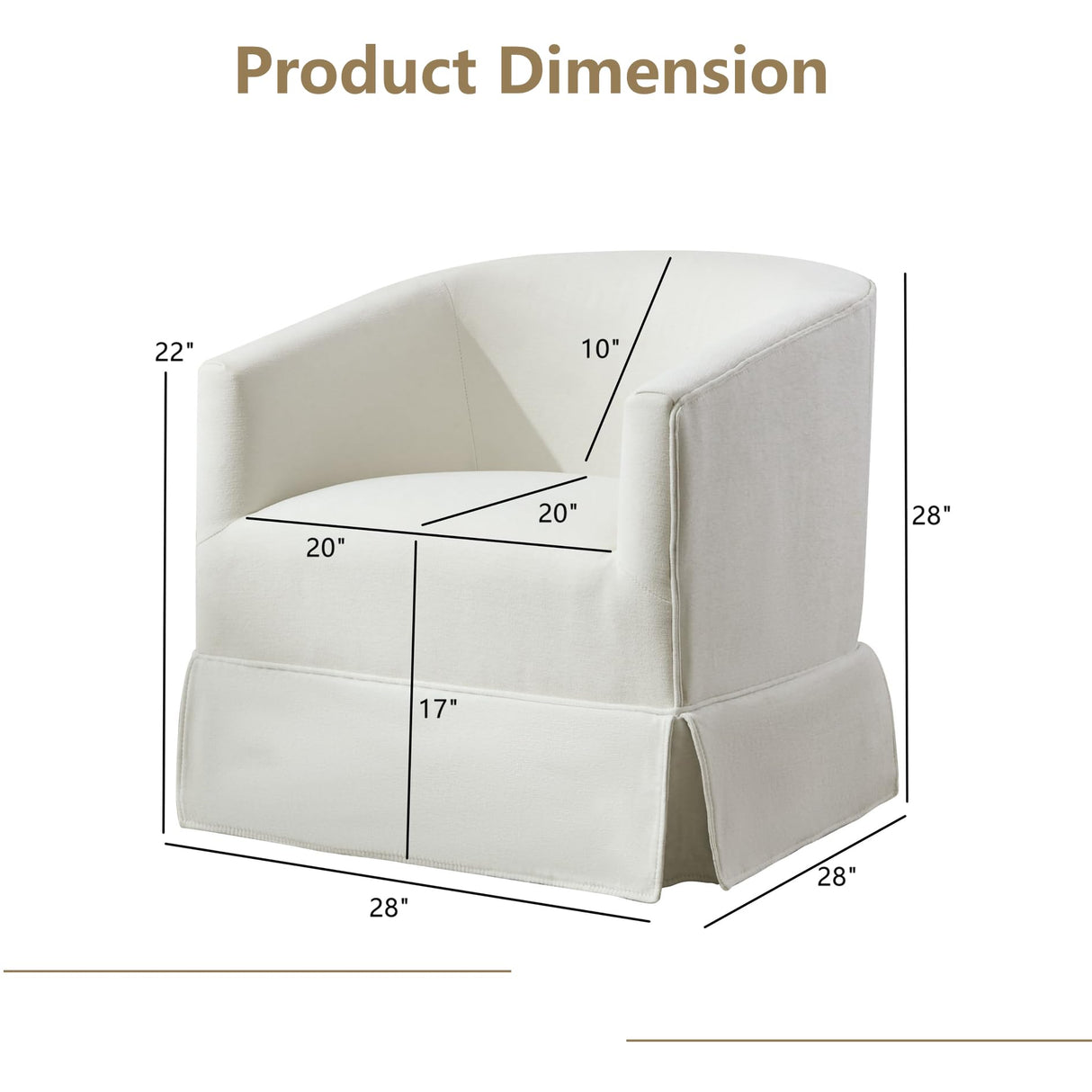 Arvasslia Swivel Barrel Chair,Mid Century Modern Swivel Accent Chair for Living Room, Round Armchair Corner Chair for Bedroom, White Arvasslia