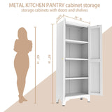 65" Tall Kitchen Cabinet,Food Pantry Cabinets with Doors and Adjustable Shelves,White Metal Storage Cabinets,Large and Portable Arganization Cabinet for Pantries Kitchen Living Room Bathroom Vaernevy