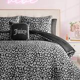 Juicy Couture Modern Black Leopard Satin King Comforter Set - Luxury Bed in a Bag – Soft & Stylish 8-Piece Bedding Collection Juicy Couture