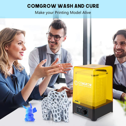 Comgrow Wash and Cure Station with Large Wash Size 6.9x4.9x6.5in and Cure Size 7.1x7.9in, Washing and Curing Station for ELEGOO Mars Series ANYCUBIC Photon Series LCD/SLA/DLP Resin 3D Printer - WoodArtSupply