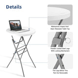Byliable Cocktail Table 28in Folding Round High Top Indoor Outdoor with Removable Legs, Tall Bistro Foldable Bar Height Table for Parties, Patio, Backyard, Dining, Wedding, White- 2PCS Byliable