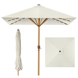 Best Choice Products 9ft Deep Square Solar Powered LED Lighted Patio Umbrella w/Faux Wood Texture, UV-Resistant Fabric, Hand Crank - Ivory Best Choice Products