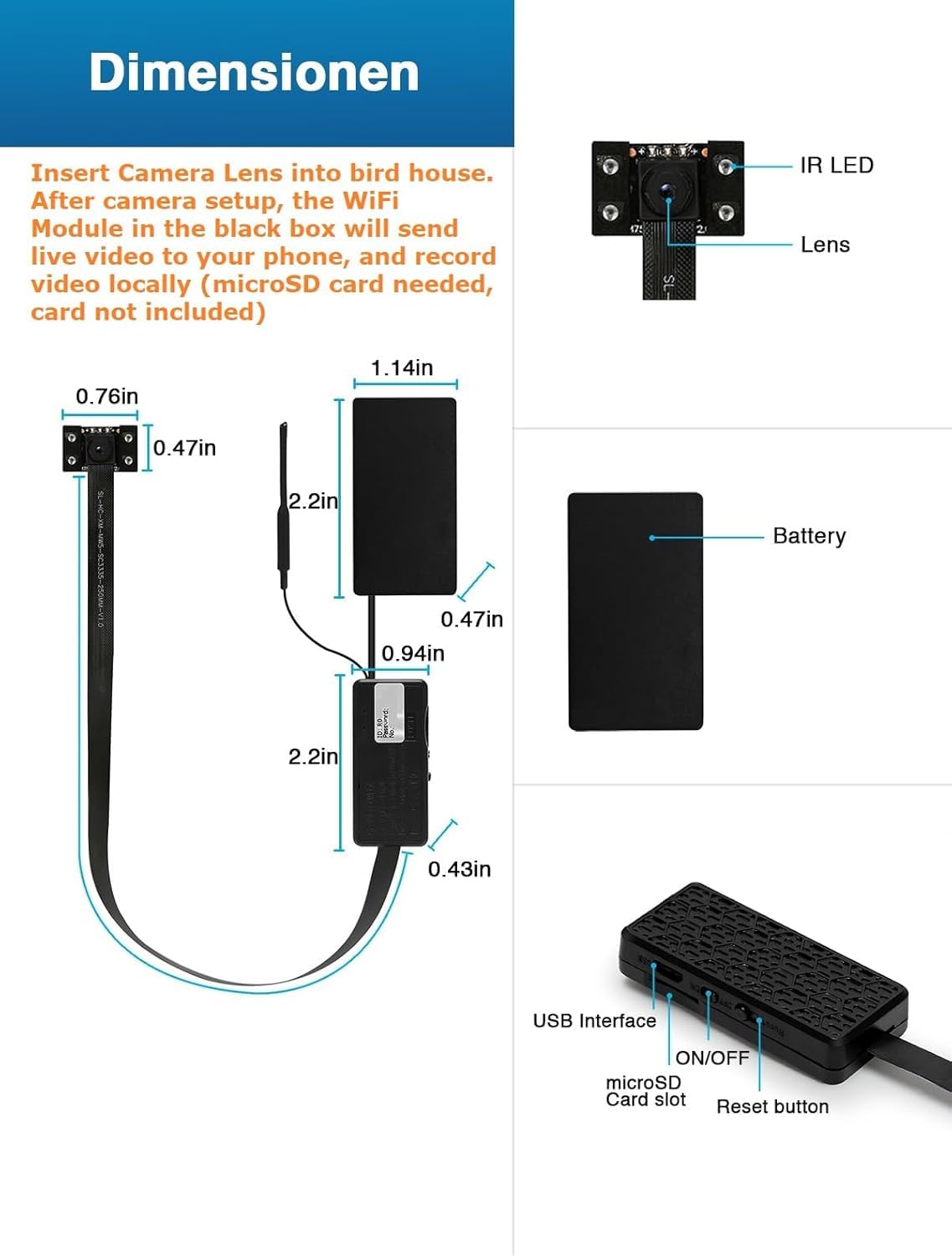 WIWACAM WiFi Bird Box Camera, 4K HD Snapshot 2K Video, Designed for Birdhouse birdhouses, for Robins Wrens Tree Swallows, Live Video to Phone, Easy Install, Night Mode, microSD Card Slot WIWACAM