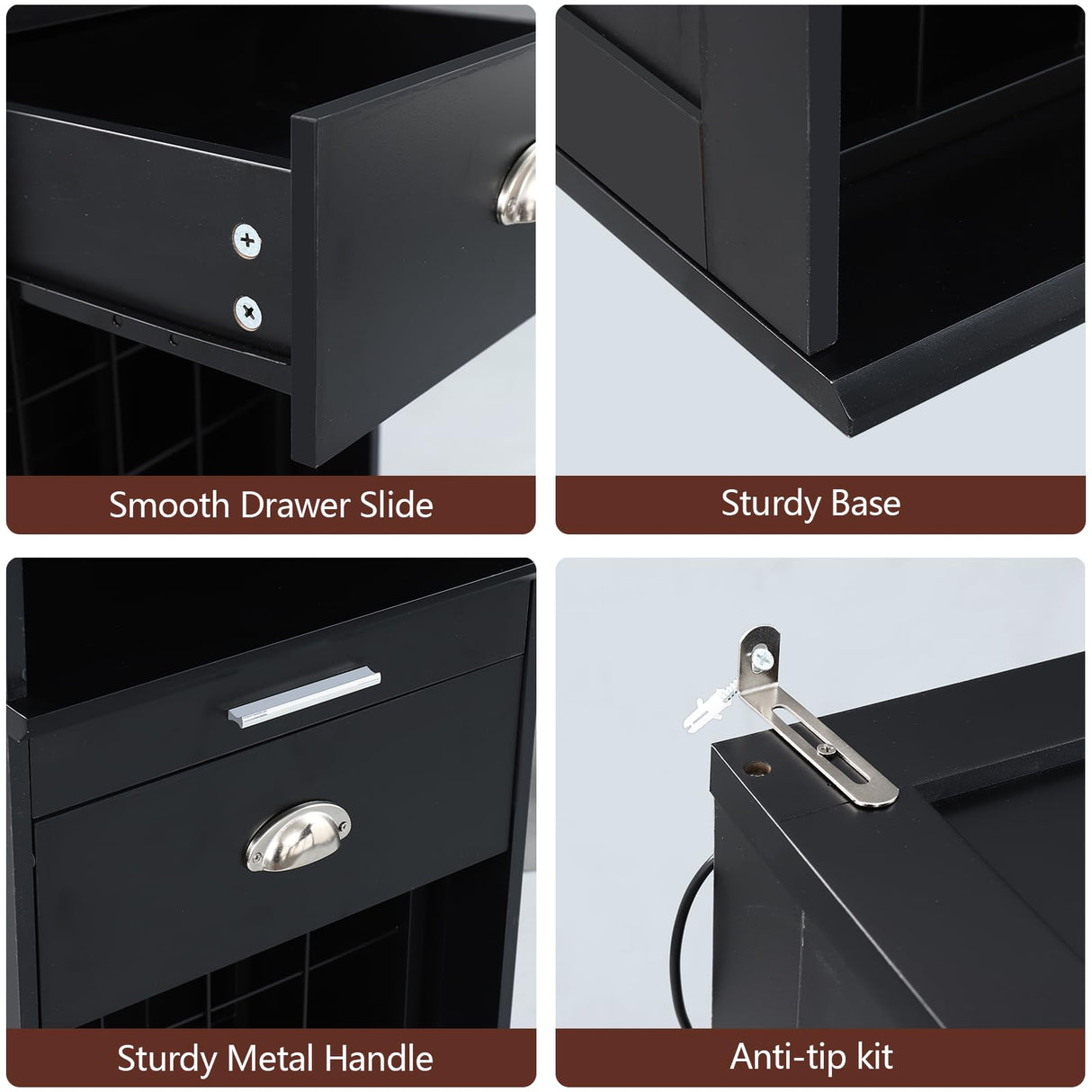 Loomie Wine Bar Cabinet with LED Lights, 65'' Tall Coffee Bar with 24 Wine Rack & Glass Holder, Freestanding Liquor Cabinet with Tray & Drawer & Adjustable Shelf (Black) Loomie