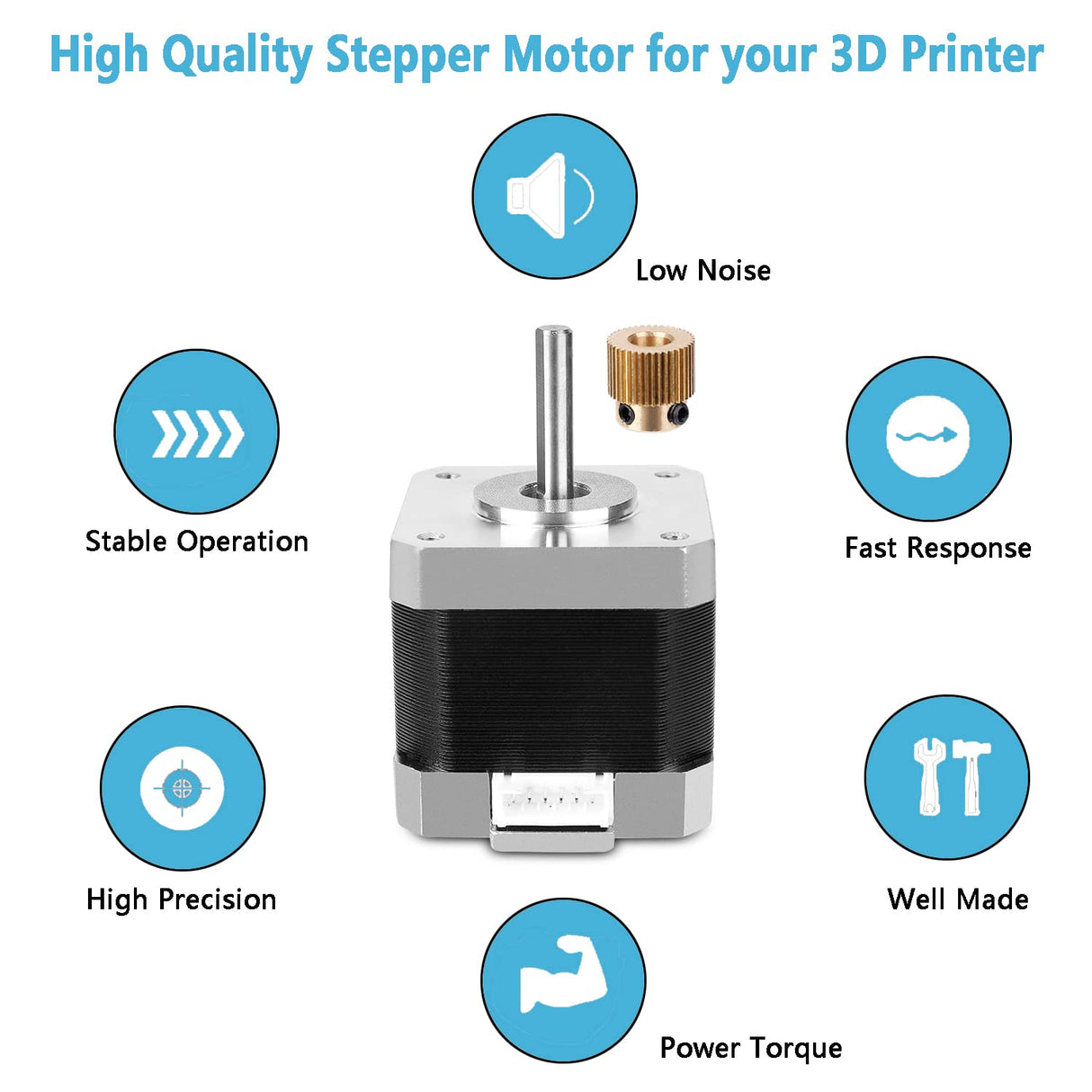 Creality Official 42-40 Stepper Motor with Extruder Gear, 2 Phase 1A 1.8 Degree 0.4 N.M for 3D Printer Extruder, Compatible with E-axis of Ender 3/Ender 3 V2/Ender 3 pro/Ender 5/CR-10 3D Printer Comgrow