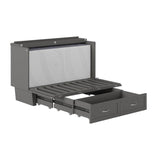 AFI, Monroe Queen Murphy Bed Chest with 6" Mattress, Storage Drawer & Built-in USB Charger, Grey AFI