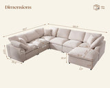 POYISOU Cloud Couches for Living Room, Oversized Modular Sectional Sofa with Ottoman, Large Modern 7 Seater Sofas Comfy Chenille L Shaped Couch for Spacious Space Apartment Lounge, Beige POYISOU