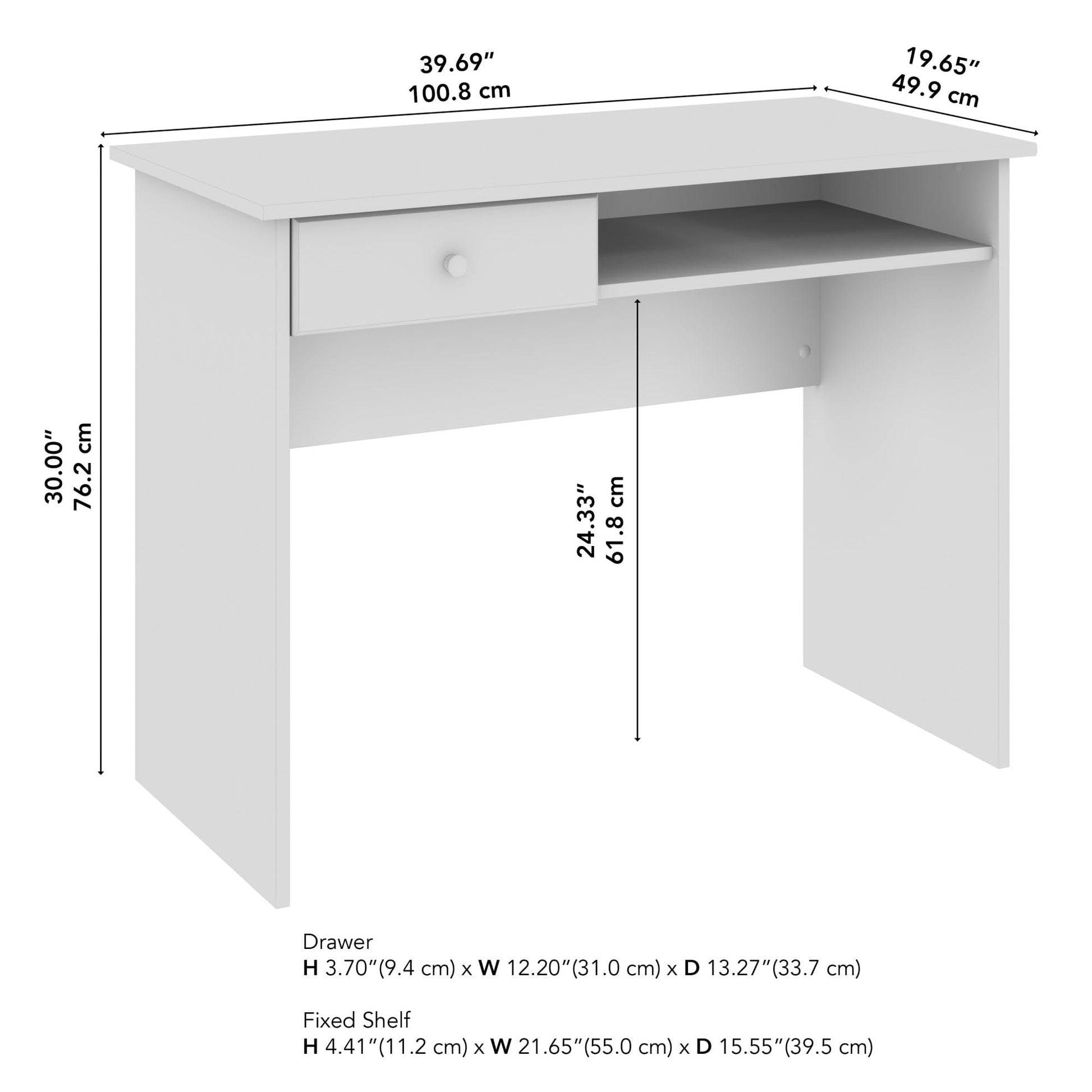 Bush Furniture Cabot Small Writing Desk with Drawer and Shelf, Compact Work Table for Home Office or Living Room, 40W, Espresso Oak - WoodArtSupply