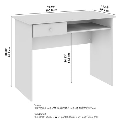 Bush Furniture Cabot Small Writing Desk with Drawer and Shelf, Compact Work Table for Home Office or Living Room, 40W, Espresso Oak - WoodArtSupply