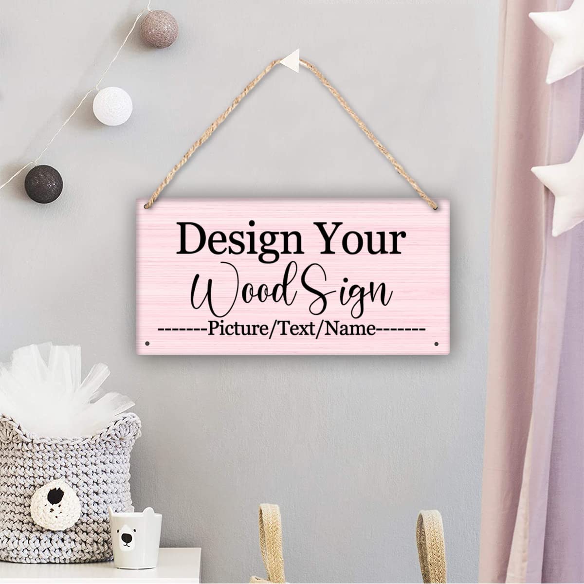 Personalized Rustic Wooden Sign, Custom Plaque Wall Hanging, Art Wood Board Sign for House, Customized Name Sign, Gifts for Family Members Teachers Friends 11.8x5.9 inch sophiehome