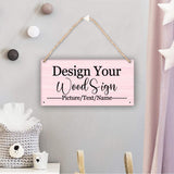 Personalized Rustic Wooden Sign, Custom Plaque Wall Hanging, Art Wood Board Sign for House, Customized Name Sign, Gifts for Family Members Teachers Friends 11.8x5.9 inch sophiehome