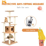 PETSITE Tall Cat Tree for Indoor Cats, 69 Inches Multi-Level Modern Cat Tower with Plush Perch, Cozy Condo, Platforms, Sisal Scratching Posts, EVA Massage Comb & Removable Cushions (Natural) PETSITE