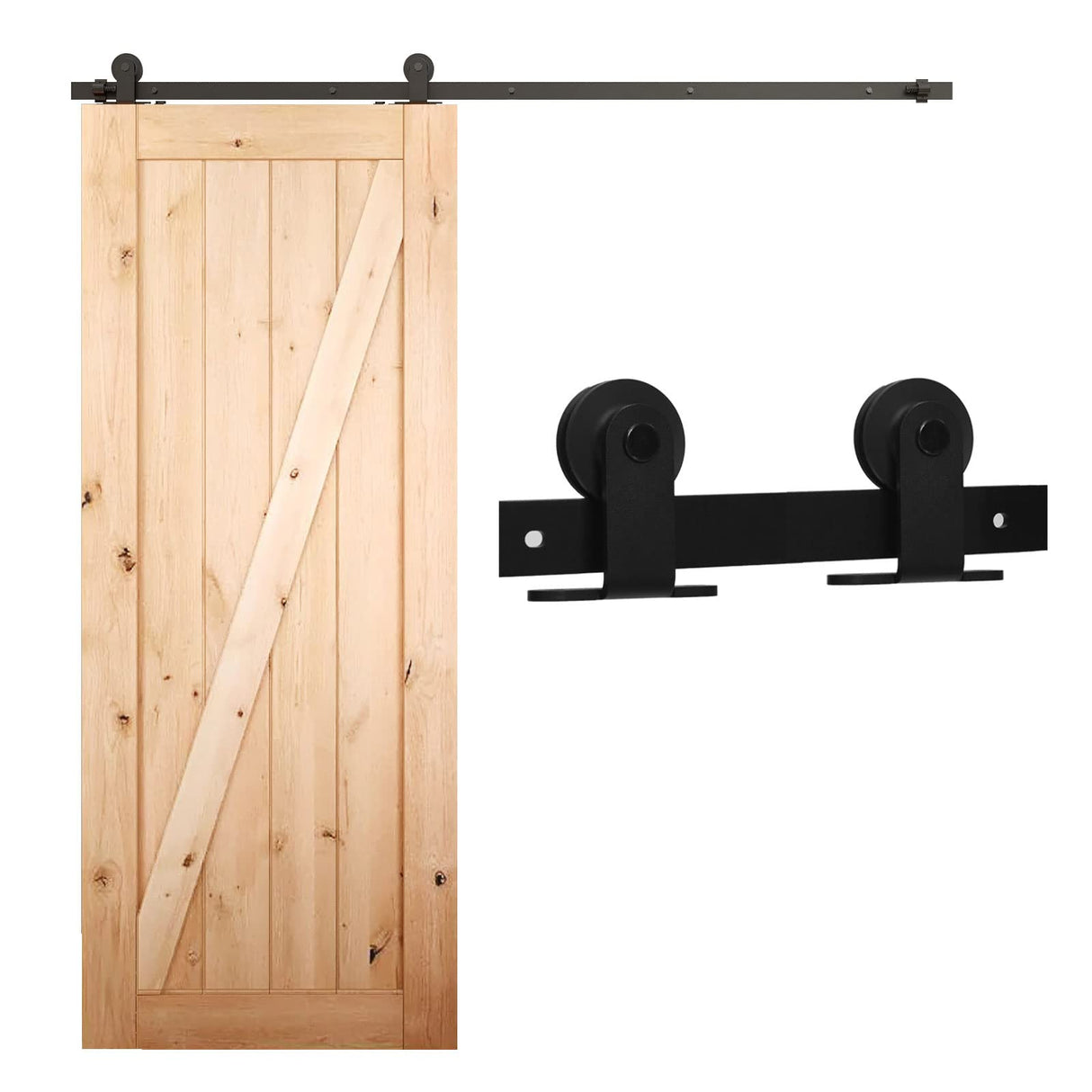 CCJH 6.6FT Sliding Barn Door Hardware Kit, Heavy Duty, Smoothly and Silently, Easy to Install, Fit 39.6" Width Single Door Panel, T-Shaped Style Black CCJH