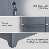 IRONFFICE Utility Cabinet,Heavy Duty Garage Cabinets with Shelves,Cabinet for Brooms and Mops for Laundry Room,Garage,Bathroom,Grey IRONFFICE