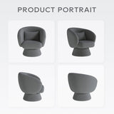 Swivel Accent Chair, Modern Upholstered Barrel Chair with 360° Swivel, Soft Teddy Fabric & Extra Lumbar Pillow, Stylish Round Accent Chair for Living Room, Bedroom, Nursery – Darkgrey,2PC COLAMY