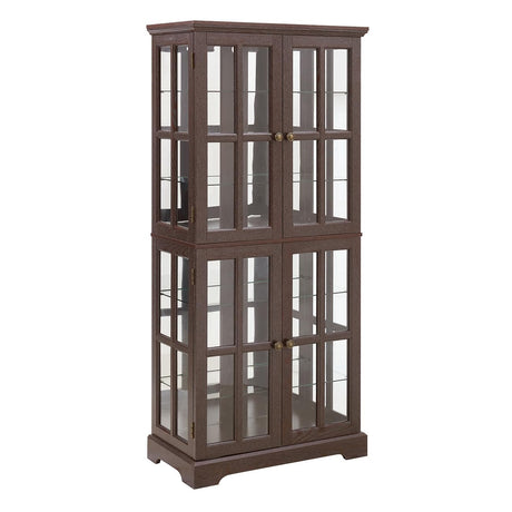 Lighted Glass Curio Cabinet with Lights & Adjustable Shelves,Curio Display Cabinet with Wood Frame & Glass Door,Corner Antique Display Case for Kitchen,Living Room,Office YiaFurio