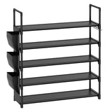 VILICK 5 Tier Shoe Rack with Hook and Side Pocket,Shoe Organizer Space Saver Storage for 20-25 Pair Shoe Storage Shelf Sturdy Free Standing Long Shoe Rack Organizer for Closet,Entryway,Small Spaces VILICK