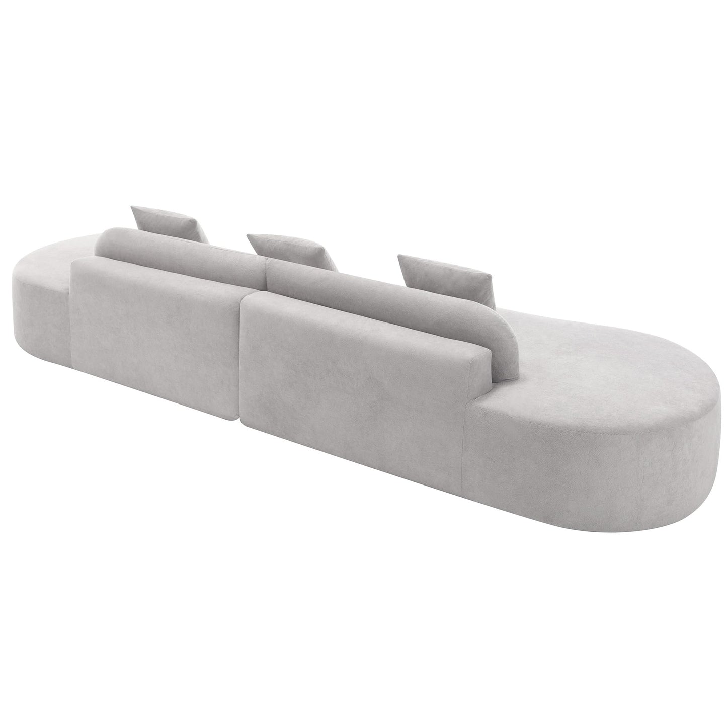 Suheww 130.5” Modern Curved Sofa, Sectional Curved Sofa Modern Sectional Curved Sofa, 4-Seater Oversized Terrycloth Fabric Sofa with 3 Pillows for Living Room Apartment(Gray)